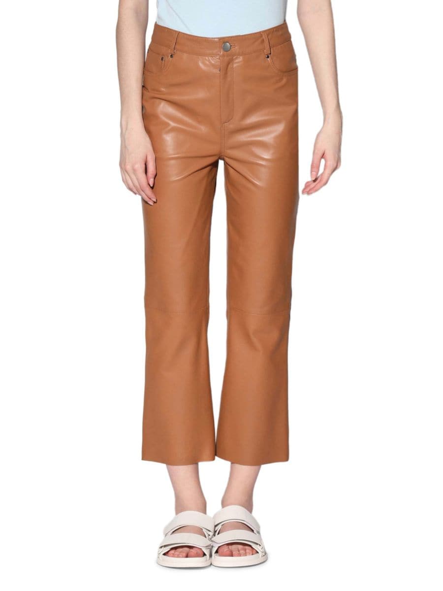 

Укороченные кожаные брюки Selma Slim Fit Walter Baker, кэмел
