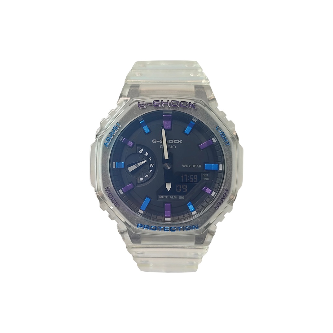 

CASIO Часы Men Liquid Crystal/Analog Dual Display Series Black Watch, Ice Blade Blue Purple