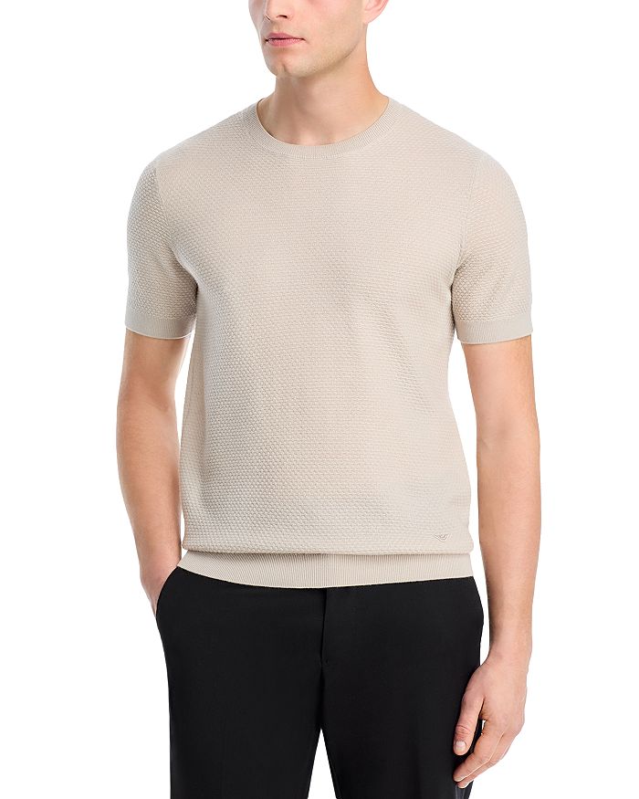 

Футболка из шерстяного жаккарда Emporio Armani, серый