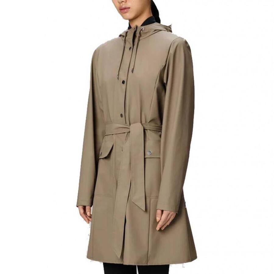 

Куртка Rains модель Curve Long Jacket W3 цвет бежевый
