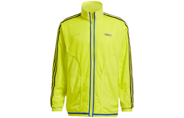 Куртка originals reverse tt casual sports reversible stand collar zipper jacket yellow green Adidas, желтый — фото 2
