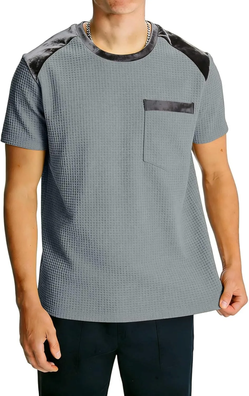 

Мужская футболка с коротким рукавом и воротником-гольф из вельвета