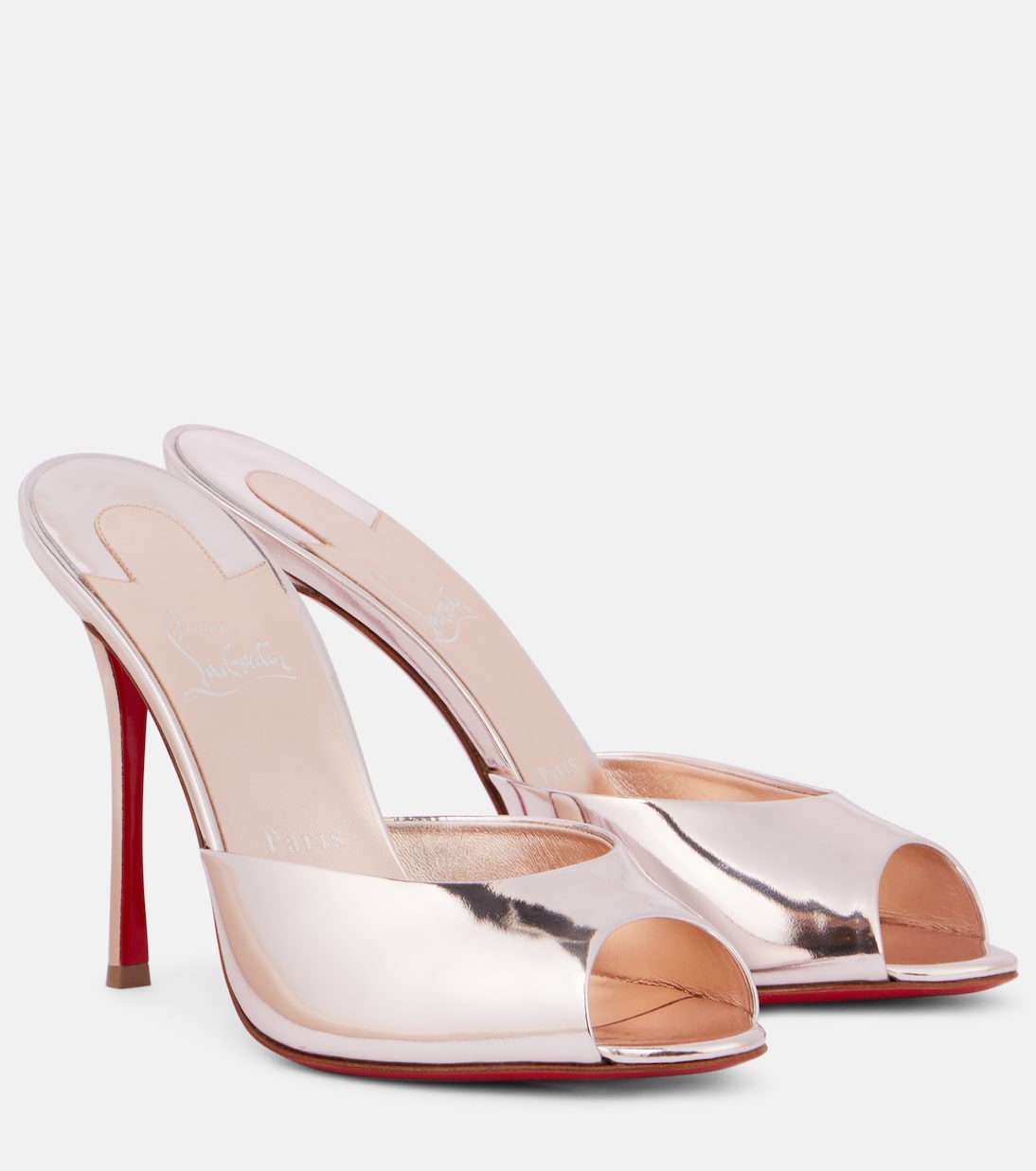 Me Dolly 100 мюли из зеркальной кожи Christian Louboutin, Vintage Rose/Lin Vintage Rose