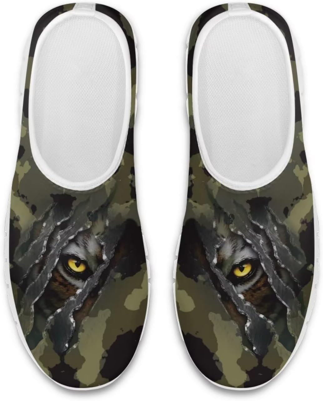 

Мужские кроссовки с камуфляжным принтом, повседневные, низкие, удобные, без шнурков, с противоскользящей подошвой, для спорта и бега на открытом воздухе, белые, размеры США 5-14 Fuxowvby