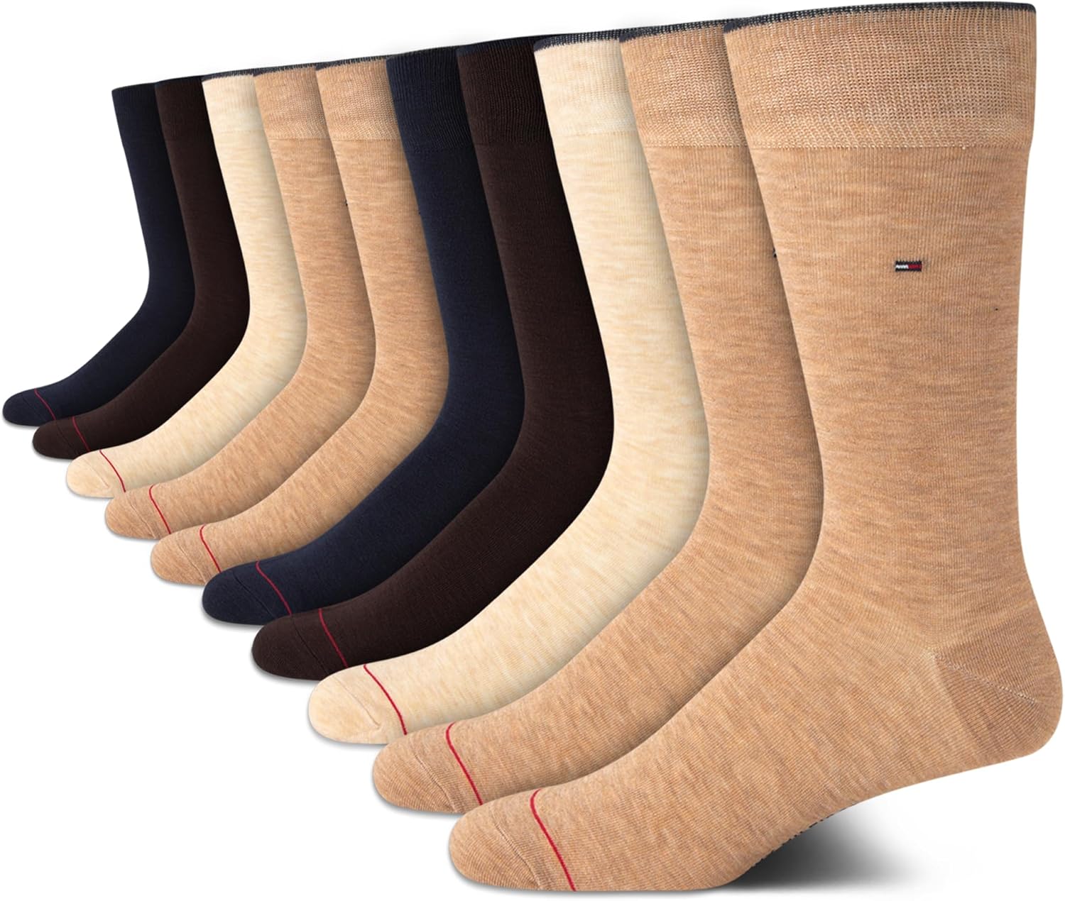 

Мужские носки Tommy Hilfiger под повседневную одежду - 10 пар комфортных эластичных дышащих повседневных рабочих носков для мужчин (размеры: 7-12), Assorted