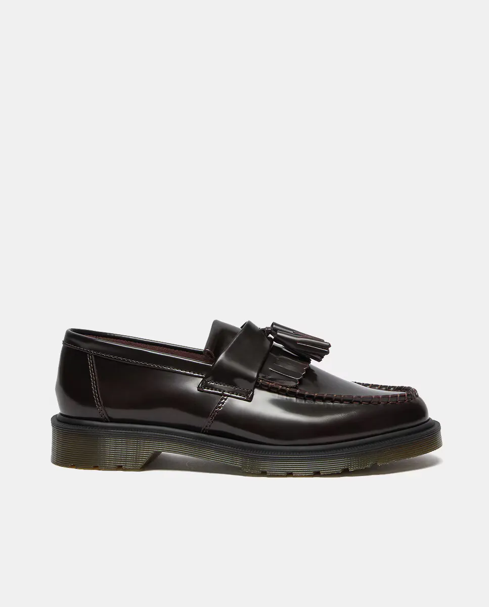 

Кожаные лоферы бордового цвета с бахромой и кисточкой из бисера Dr. Martens