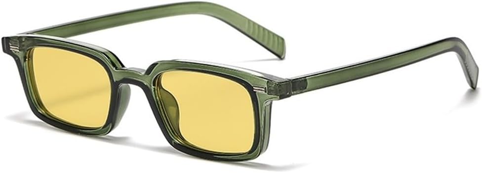 

Модные маленькие прямоугольные солнцезащитные очки для женщин, конфетные оттенки, защита от УФ-излучения UV400, ретро-заклепки, мужские панк-солнцезащитные очки SKFGNX, Green Yellow