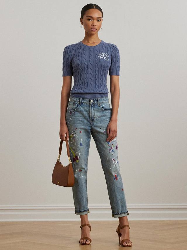 

Лонгслив Lauren Tarjyll Logo с кабельным узором Ralph Lauren, Capri Blue