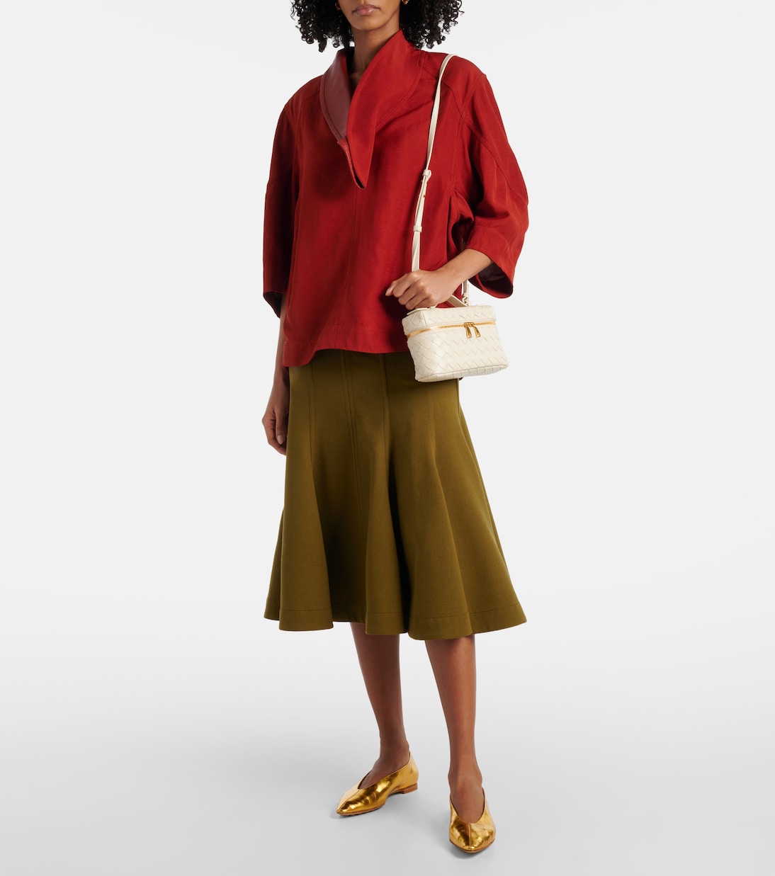 Балетки Sofia из металлизированной кожи Bottega Veneta, золотой — фото 3