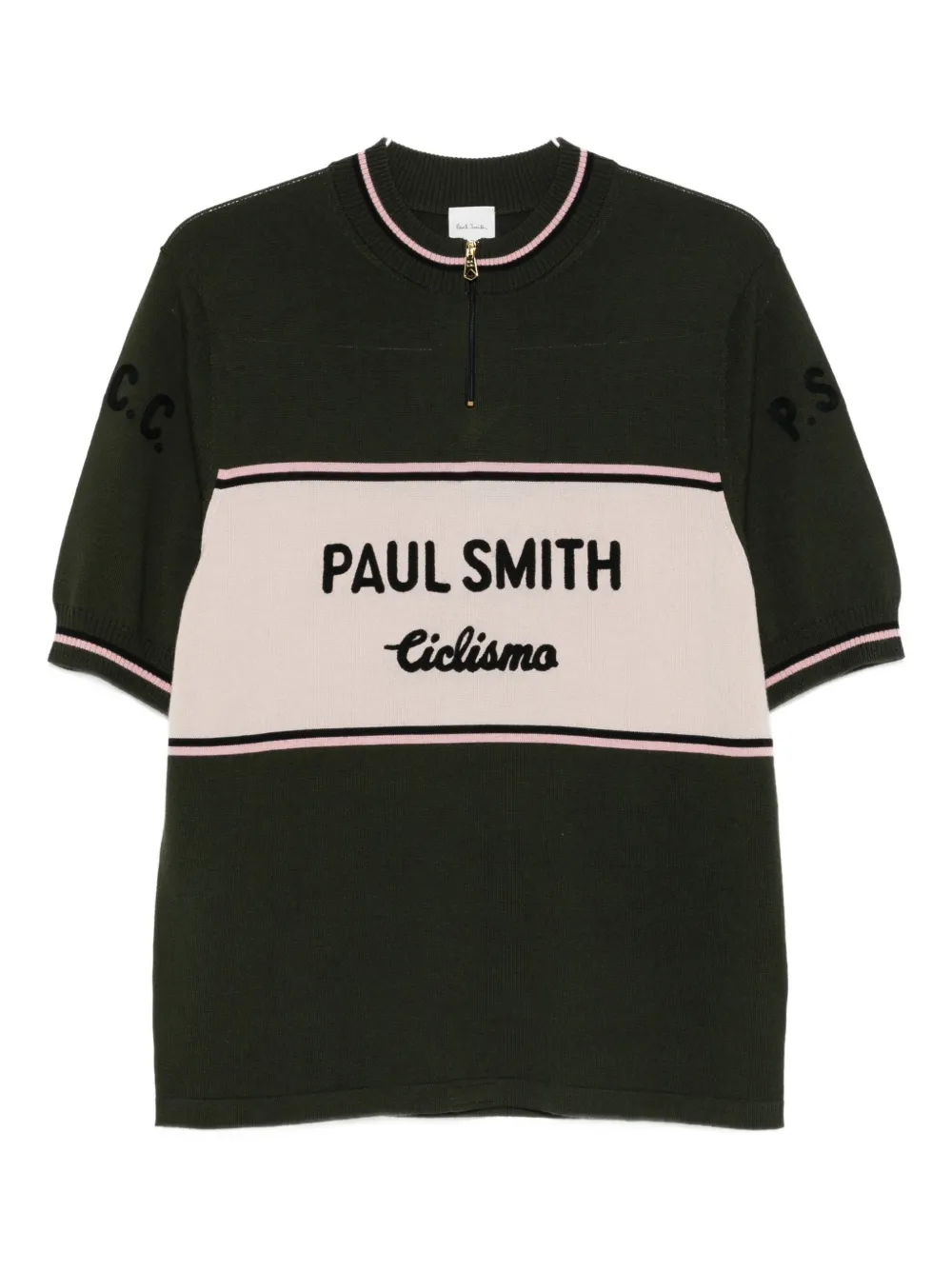 

Свитер в полоску с полу-молнией Paul Smith, зеленый