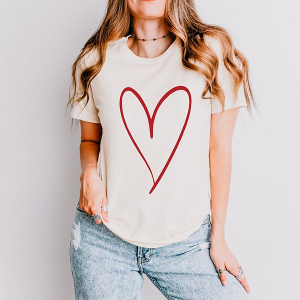 

Футболка с коротким рукавом с нарисованным от руки сердцем Simply Sage Market, Cream