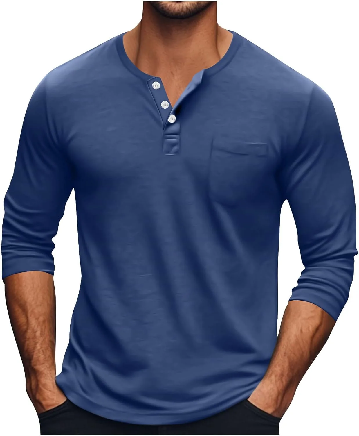 

Футболка Henley с длинным рукавом и карманом