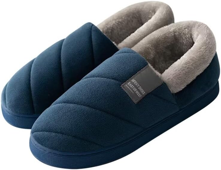 

Мужские женские туфельки Zonkacen с обмоткой на каблуке- лаконичные теплые хлопковые тапочки, темно-синий