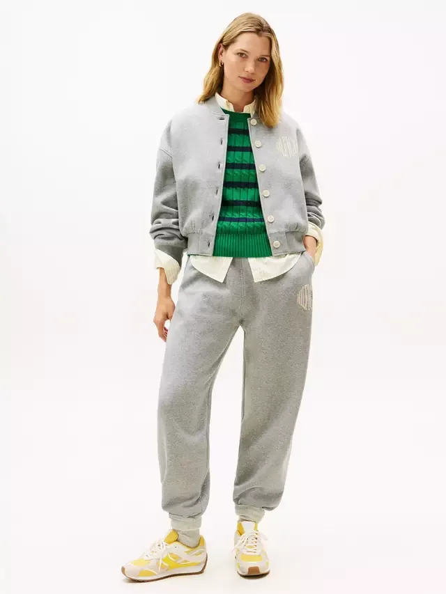 Флисовый кардиган-бомбер с логотипом университетской команды Tommy Hilfiger, Med Heather Grey — фото 3
