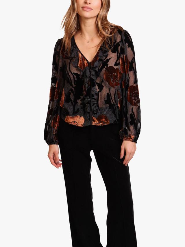 

Блузка Burnout с цветочным принтом и рюшами на V-образном вырезе Traffic People