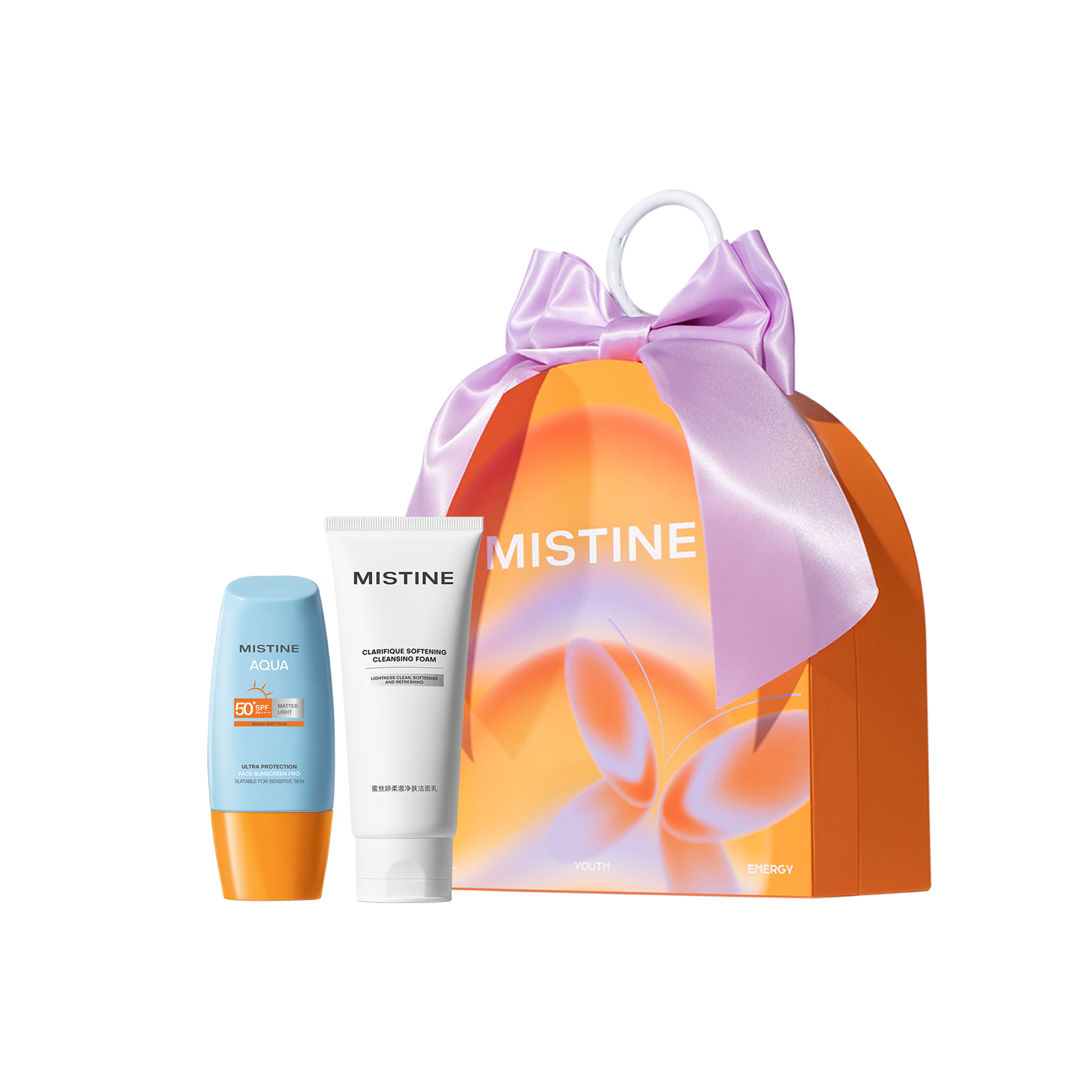 

Набор для ухода за кожей с очищающим средством и защитой от солнца увлажняющий восстанавливающий очищение защита от уф-излучения Mistine