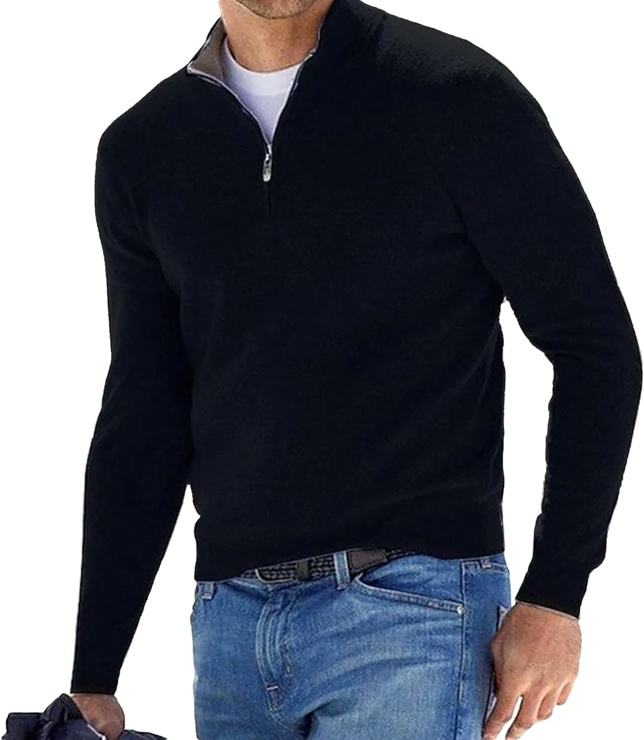 

Maiyifu-GJ мужской вязаный свитер-водолазка с молнией