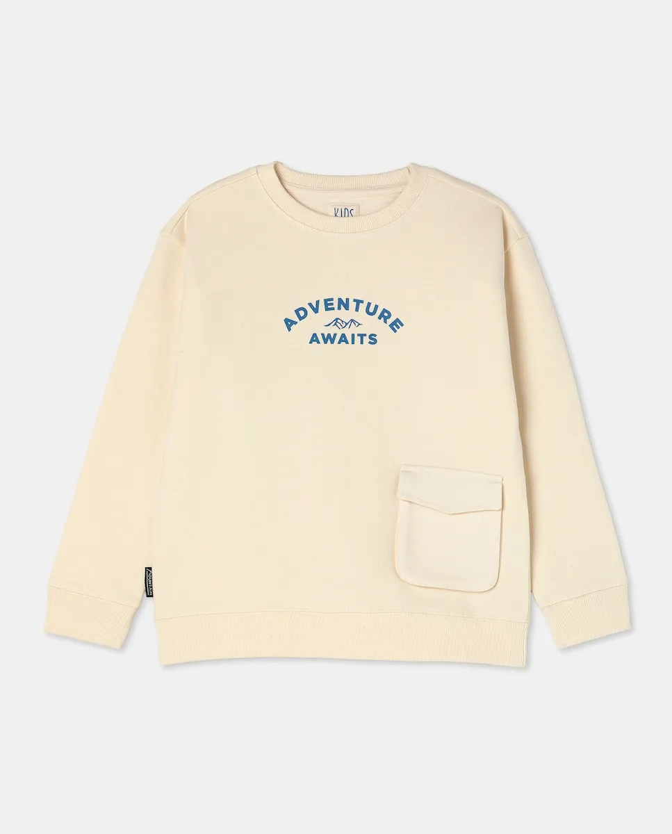 

Детская толстовка с круглым вырезом и низким карманом Kids El Corte Inglés, белый