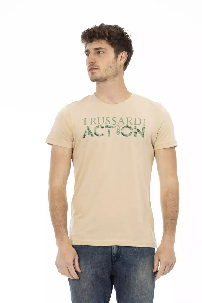 

Бежевая хлопковая мужская футболка Trussardi