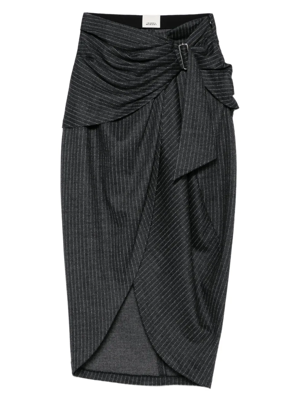 

Юбка в тонкую полоску с запахом и поясом ISABEL MARANT, серый