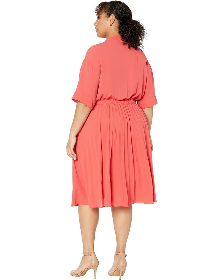 

Платье Maggy London Plus Size Pleated Skirt Shirtdress, цвет Cayenne Coral