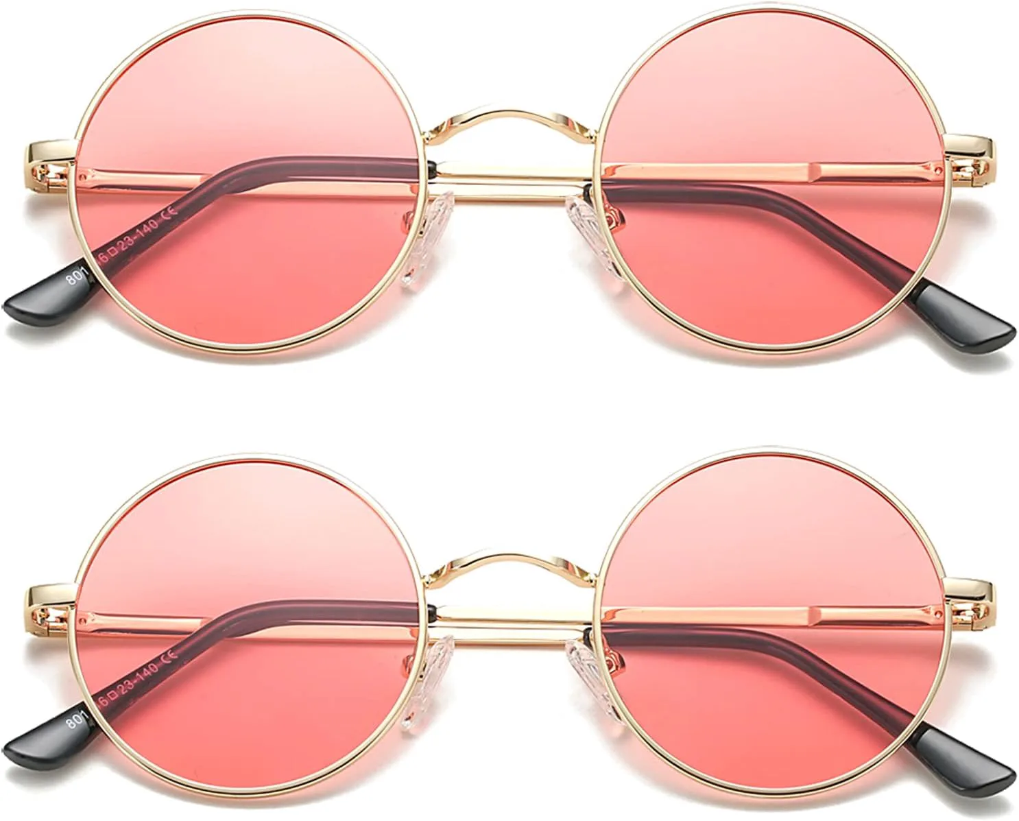 

Солнцезащитные очки COASION Retro Small Round Polarized Sunglasses for Women Men Circle UV400 Sun Glasses, C3* Gold/Clear Pink + Gold/Clear Pink - 2 Pack