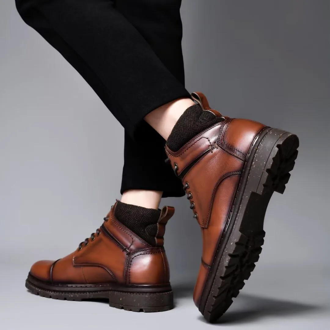 Мужские ботинки Arkbird Chukka из натуральной кожи, классические повседневные ботинки оксфордского стиля, коричневый — фото 3
