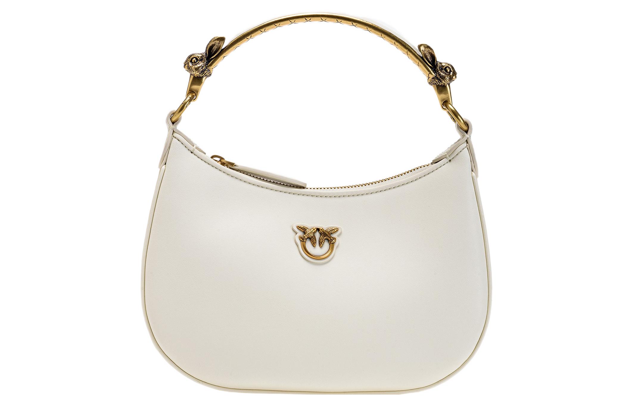 

PINKO Кожаная полиуретановая полиамидная мини-сумка через плечо женская белая