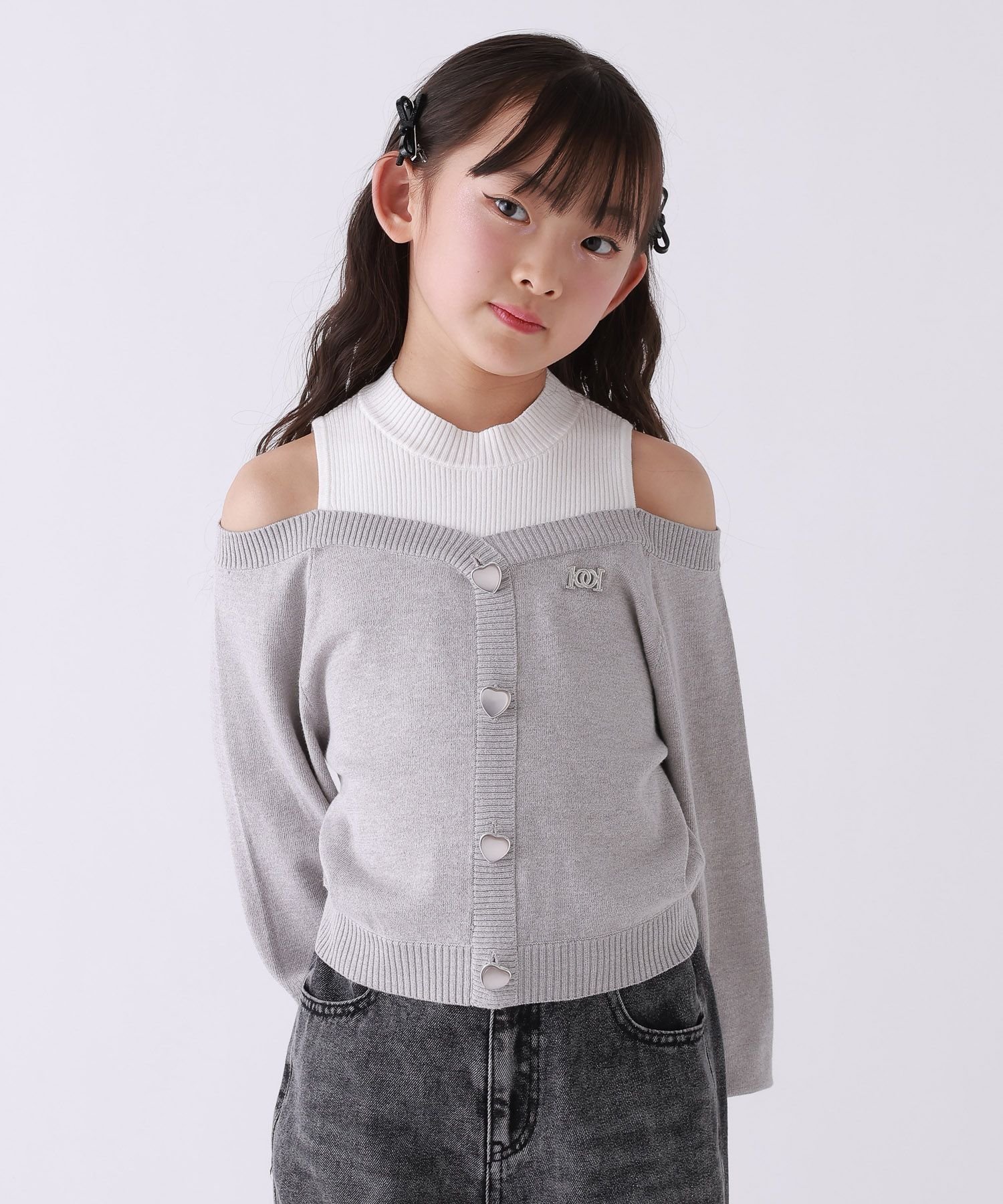 Свитер Многослойное вязаное изделие с открытыми плечами 10C Repipi, Gray 15