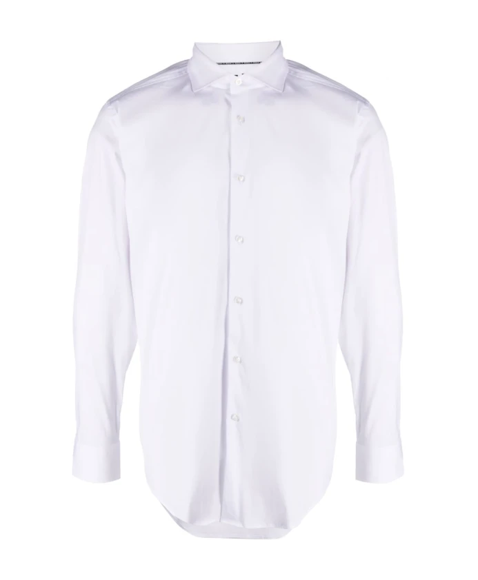 

Белая рубашка из смесовой хлопковой ткани с отложным воротником. Hugo, белый