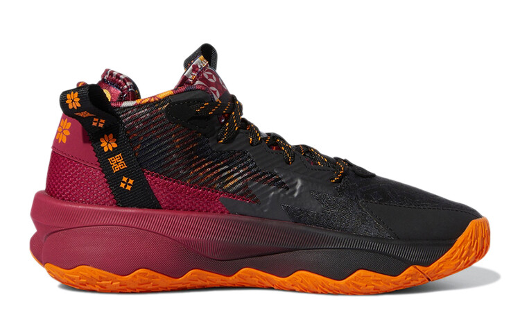 Баскетбольные кроссовки D Lillard 8 Kids GS Mid-top черные/красные/желтые Adidas — фото 2