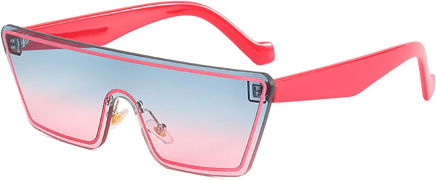 

Стильные цельные солнцезащитные очки bullabulling для женщин и мужчин, с плоской верхней частью, квадратной, полуободковой металлической оправой и защитой от УФ-излучения UV400, Red