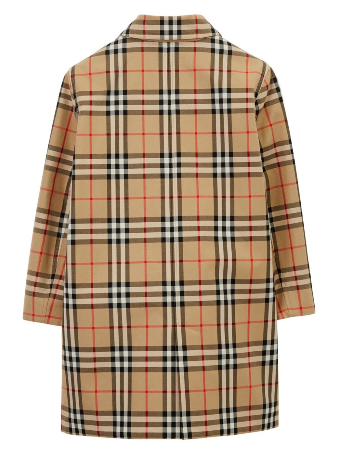Двустороннее однобортное пальто в клетку Burberry Kids, коричневый — фото 2
