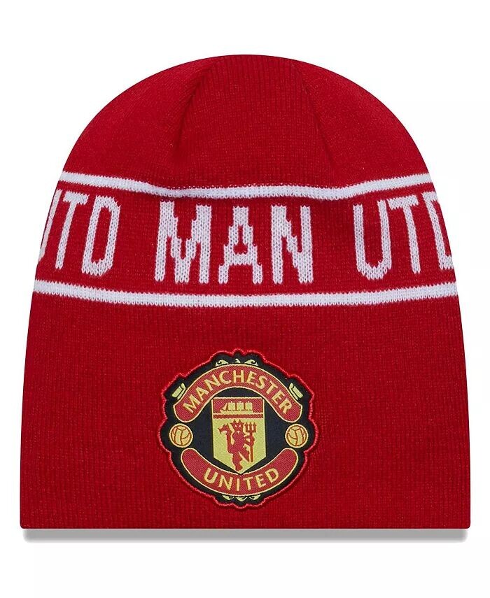 

Мужская красная вязаная шапка Manchester United с надписью Skull New Era
