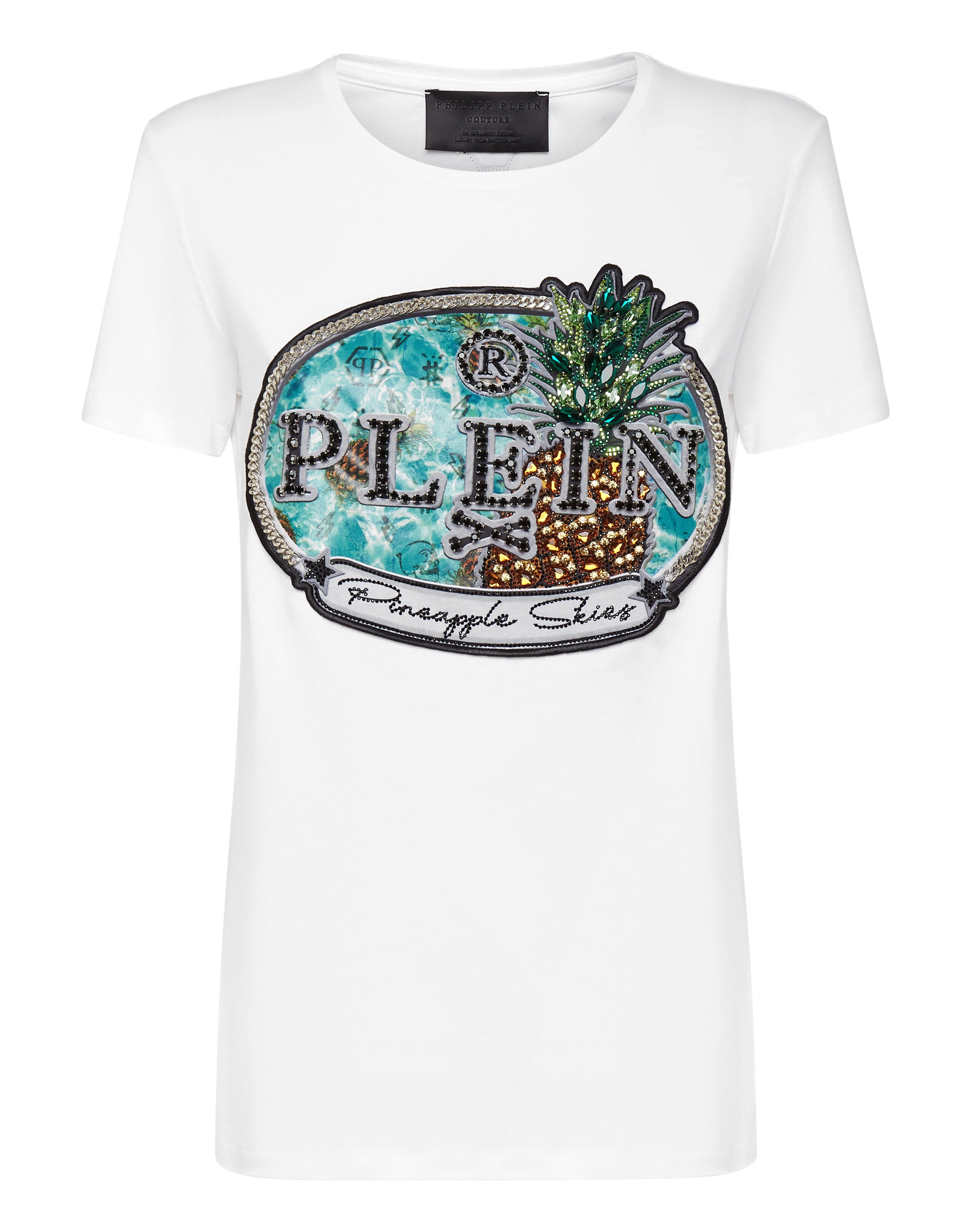 

Футболка с круглым вырезом SS Stones Pineapple Skies PHILIPP PLEIN, белый