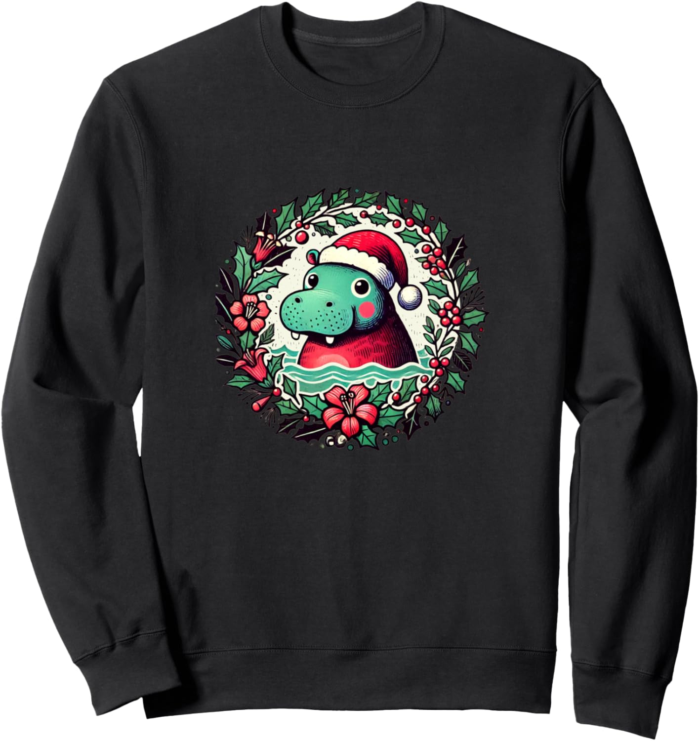 

Толстовка с изображением рождественского бегемота Hippos Christmas Lovers Snugg, черный