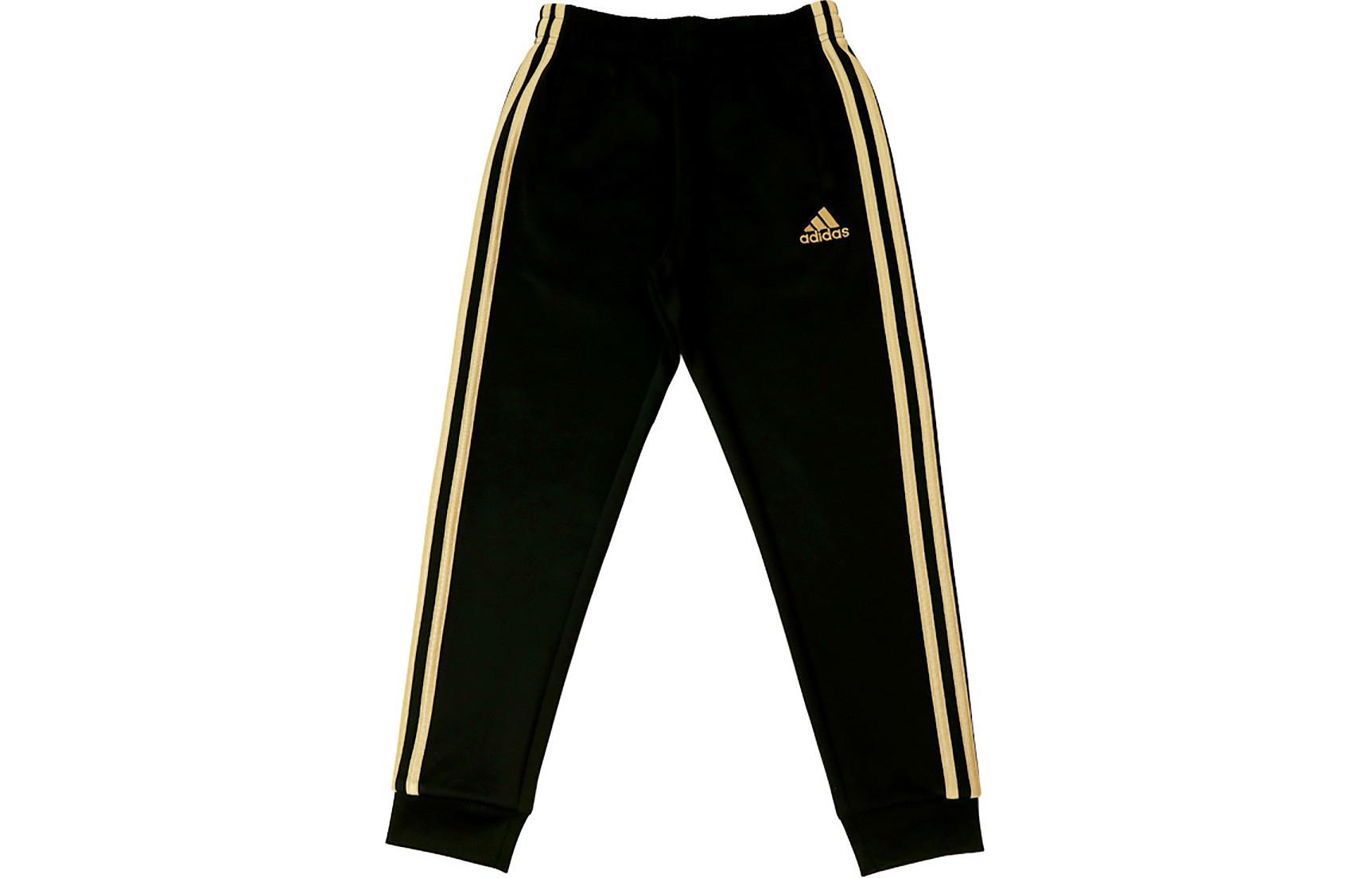 Детские вязаные спортивные штаны Adidas, черный золотой — фото 2
