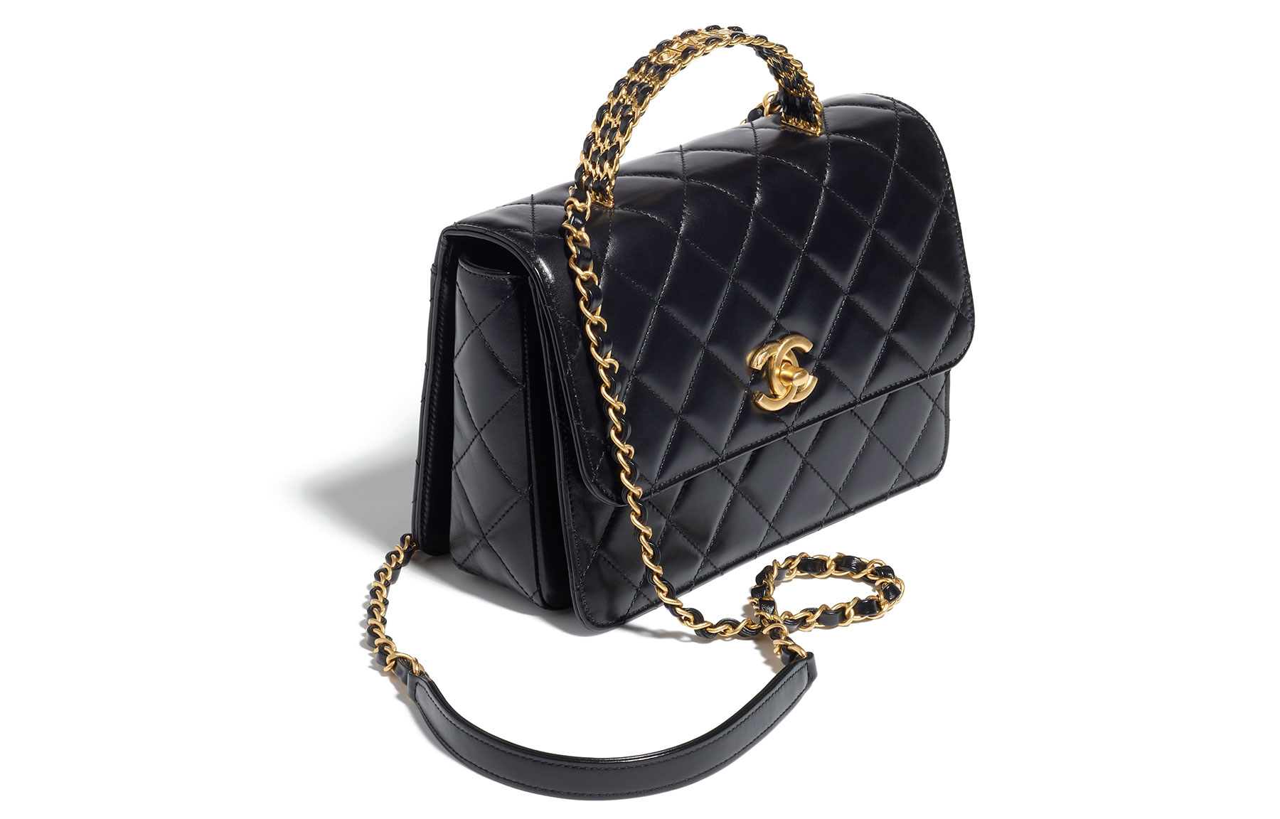 Яркая кожаная сумка через плечо, кроссбоди, дамская сумка Trumpets черный CHANEL — фото 3