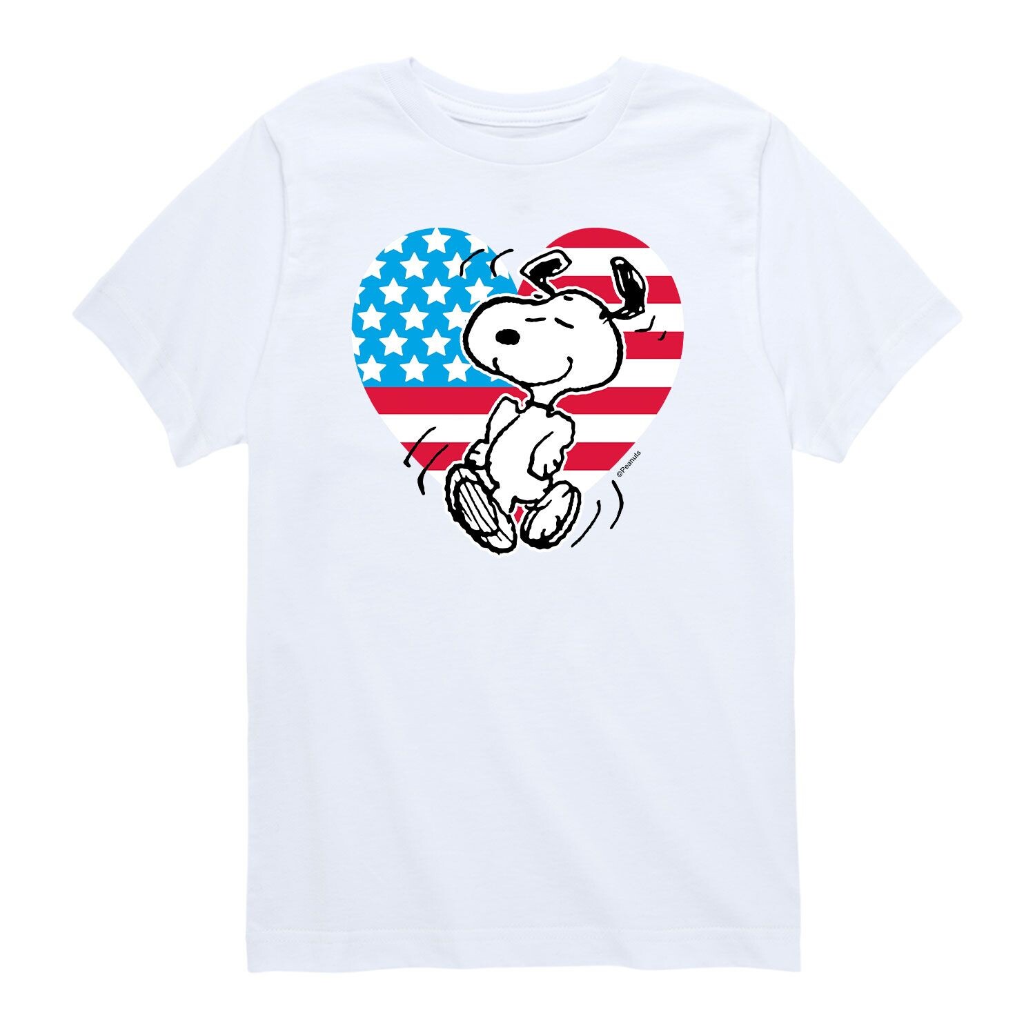 

Футболка Peanuts Snoopy USA для мальчиков 8–20 лет с сердцем и флагом США Licensed Character, белый
