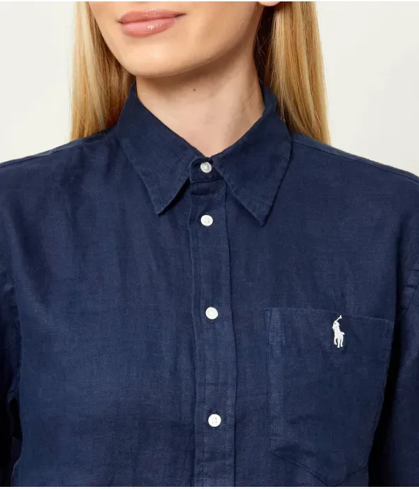 Льняная рубашка relaxed fit Polo Ralph Lauren, темно-синий — фото 4