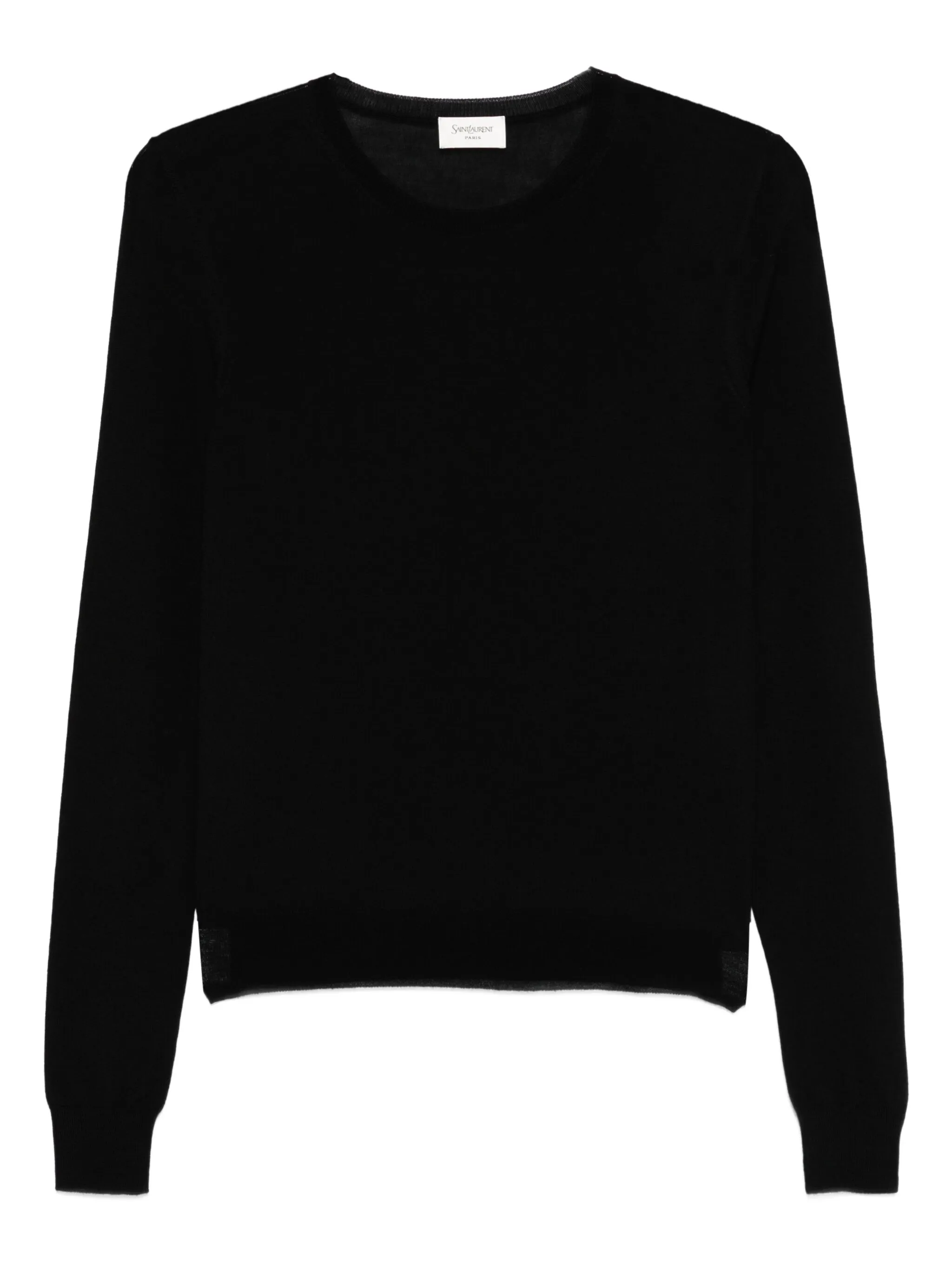 

Шерстяной топ с круглым вырезом Saint Laurent, черный