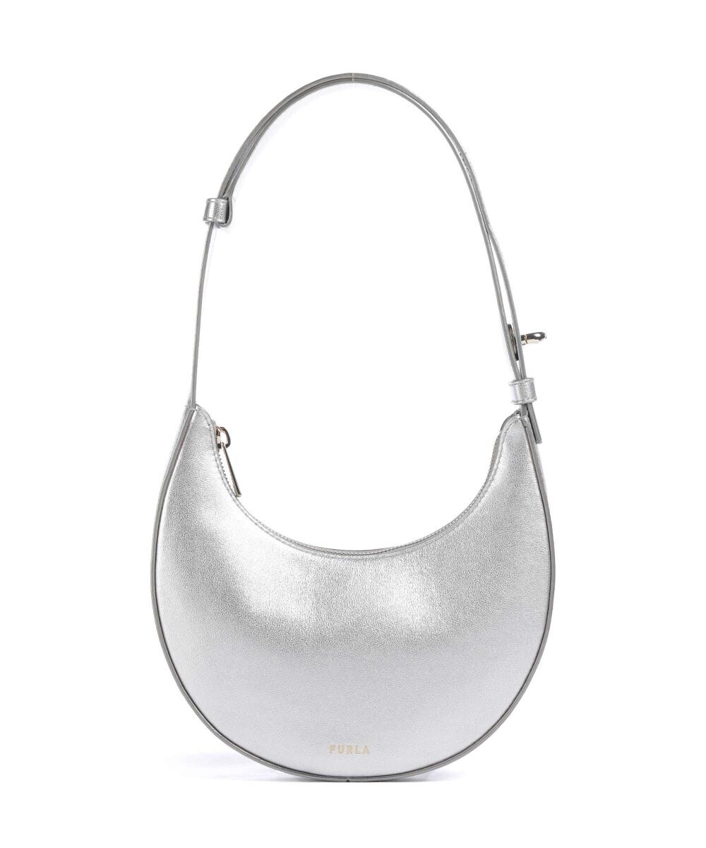 

Мини-Сумка через плечо Delizia из мелкозернистой кожи Furla, серебряный