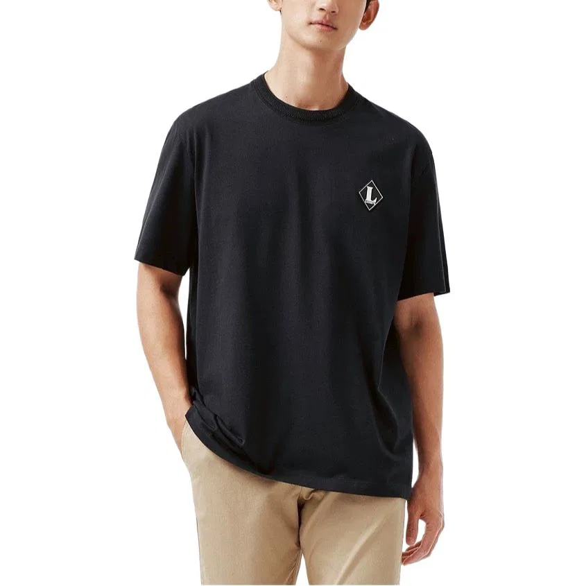 Футболка с круглым вырезом и логотипом LACOSTE, Dark Blue Black/350