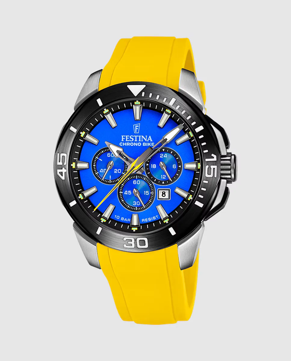 

F20642/D Chrono Bike Желтые резиновые мужские часы Festina, желтый