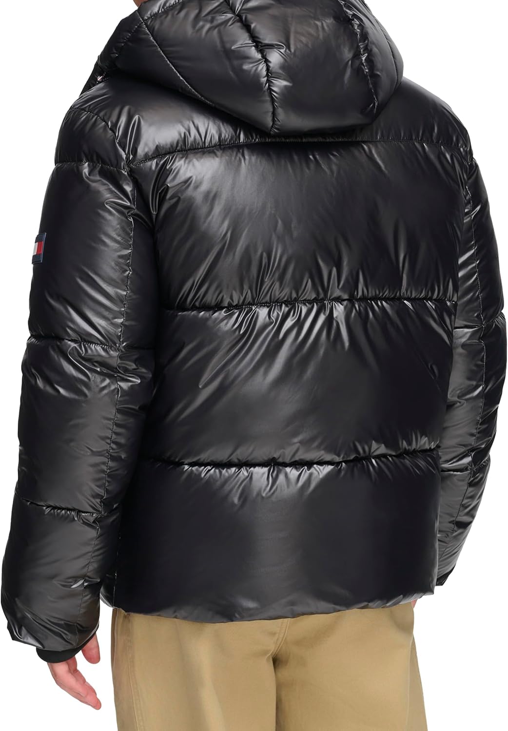 Мужская блестящая стеганая куртка Tommy Hilfiger с нашивкой-логотипом, Black — фото 3