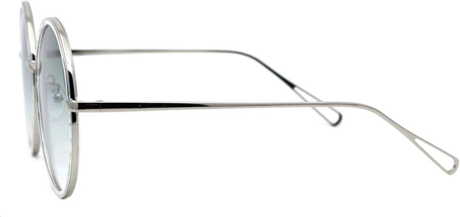 

Женские солнцезащитные очки PASTL увеличенного размера, круглые, с двойной оправой из металла и пластика, защита от УФ-излучения UV 400, Silver Clear (Green)