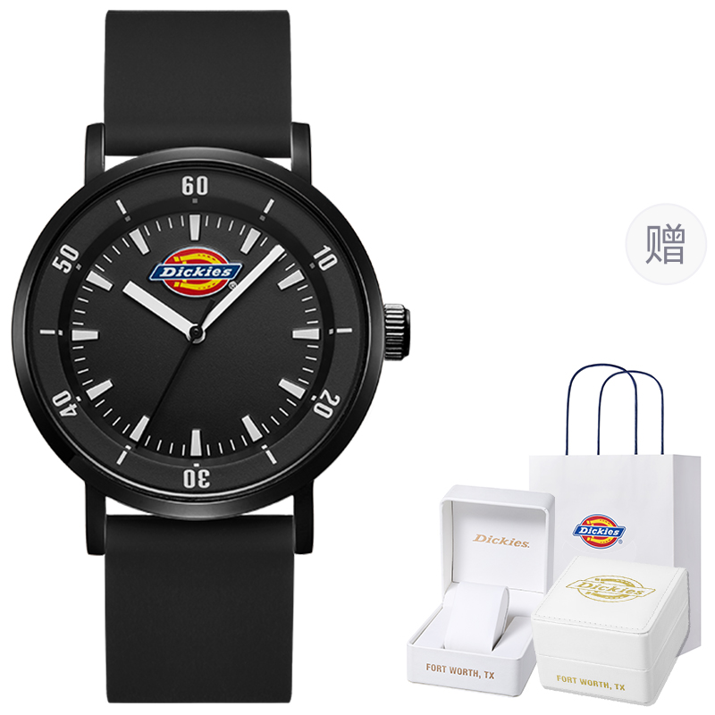 

Dickies Наручные часы кварцевый механизм силиконовый ремешок белый циферблат унисекс коробка лимитированная серия