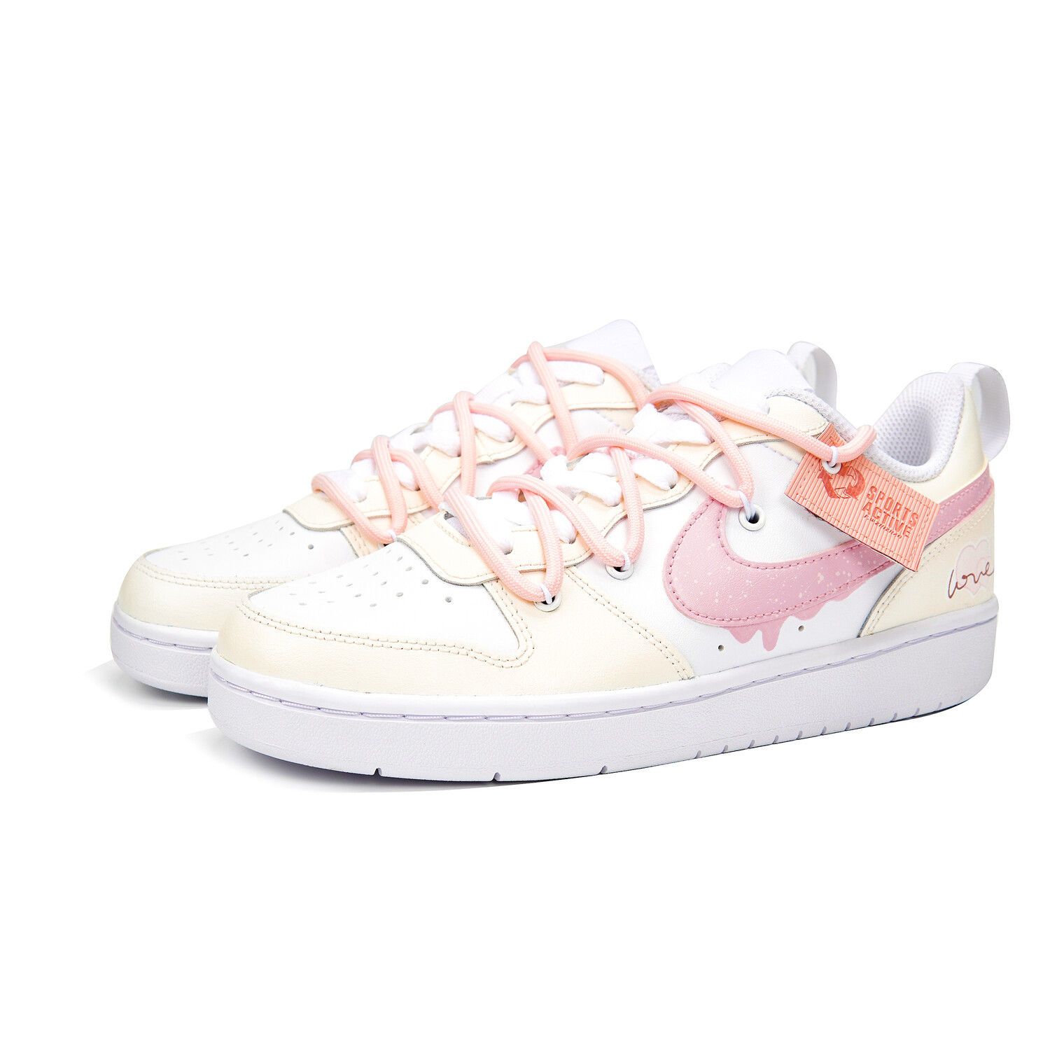 

Кроссовки Nike Court Borough Series Skateboard Shoes Women's Low-Top Yellow Pink