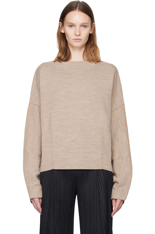 

Lauren Manoogian Бежевый свитер двойной вязки с вырезом-лодочкой