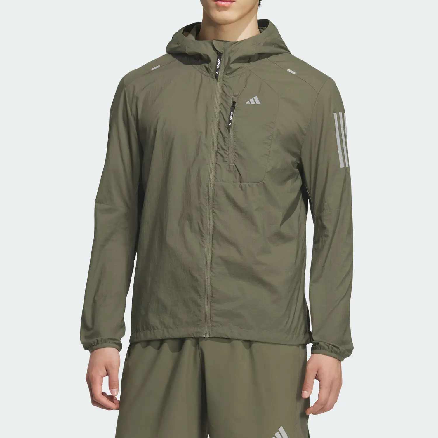Adidas Ветровка DWR RN JKT M, Strata Olive Green — фото 2